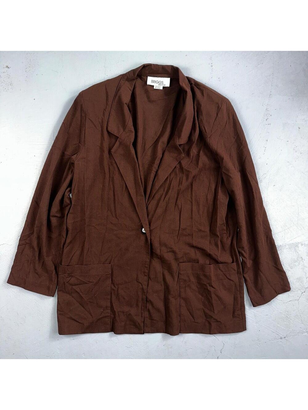 Briggs New York 2 Pc Womens 12 Brown Stretch Pants Blazer Vintage USA 80s